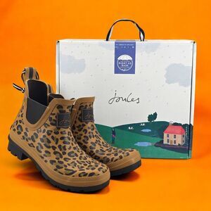 New Joules Rain Boots‎ Wellibob Brown Tan Leopard Print Size US: 5 UK: 3